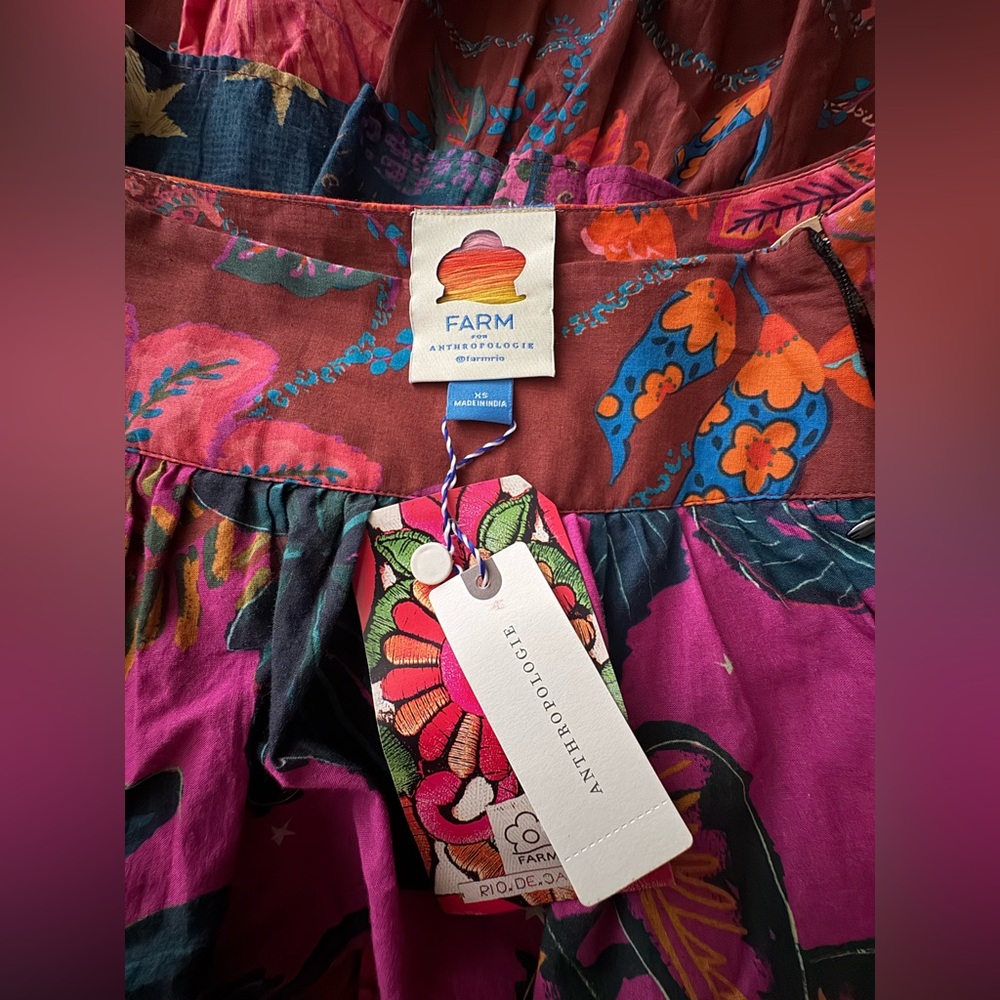 NWT ANTHROPOLOGIE Farm Rio Tiered Midi Floral Tropical Skirt - Picture 7 of 13
